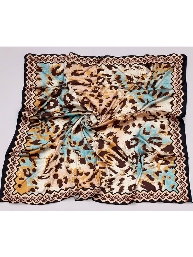 women's stylish square satin trendy digital printed fashion head neck scarf stole wrap hijab dupatta