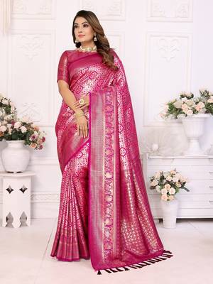 Pink Banarasi Chaturi Silk Saree 1