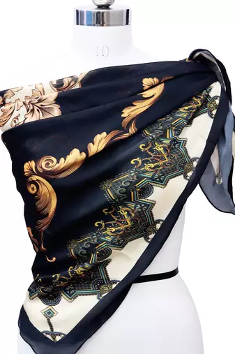 women's stylish square satin trendy digital printed fashion head neck scarf stole wrap hijab dupatta