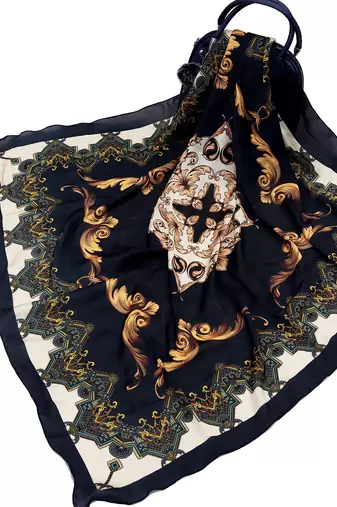 women's stylish square satin trendy digital printed fashion head neck scarf stole wrap hijab dupatta