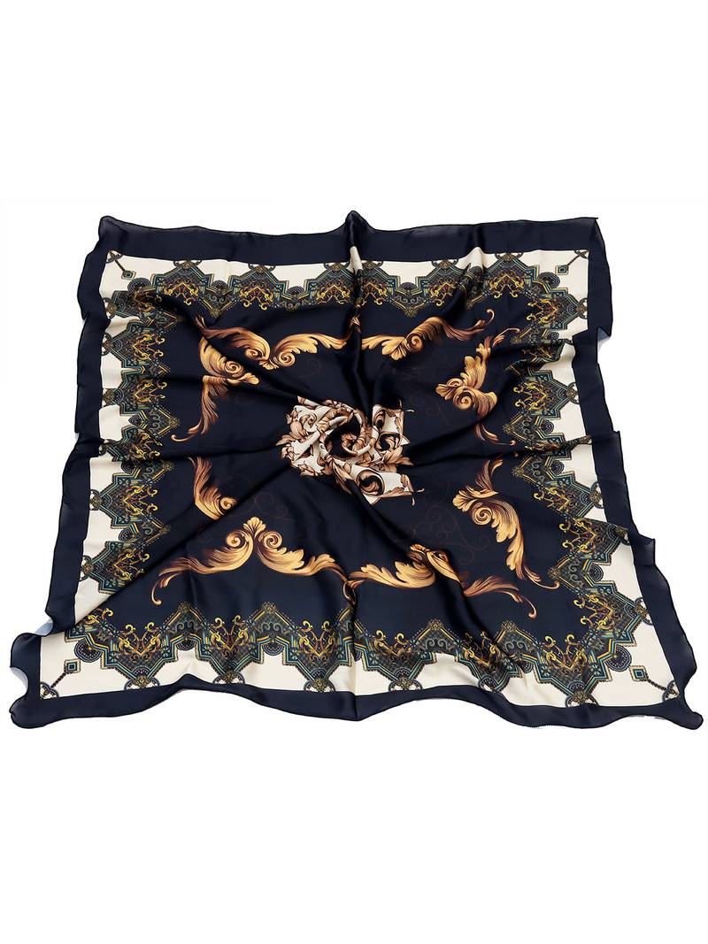 women's stylish square satin trendy digital printed fashion head neck scarf stole wrap hijab dupatta