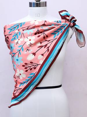 women's stylish square satin trendy digital printed fashion head neck scarf stole wrap hijab dupatta 2