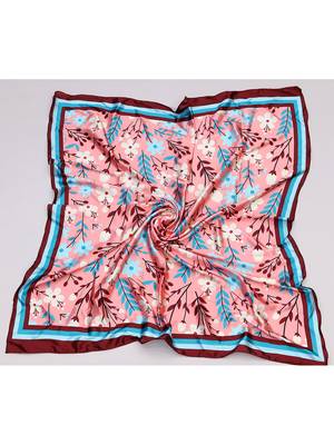 women's stylish square satin trendy digital printed fashion head neck scarf stole wrap hijab dupatta 4