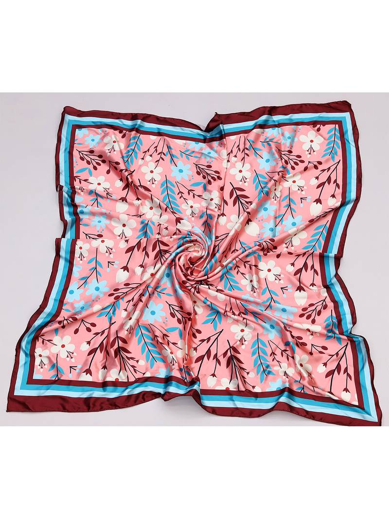 women's stylish square satin trendy digital printed fashion head neck scarf stole wrap hijab dupatta