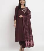 Brown beautiful magic cotton designer printed ethnic partywear suit