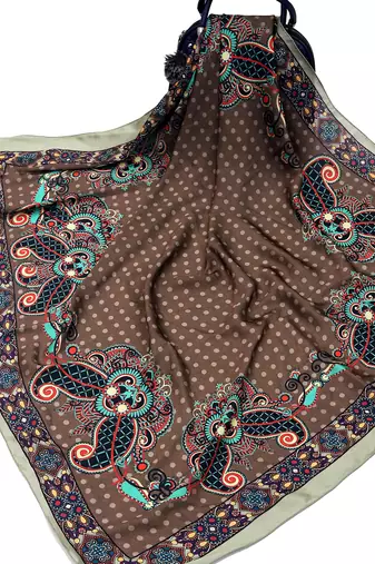 women's stylish square satin trendy digital printed fashion head neck scarf stole wrap hijab dupatta