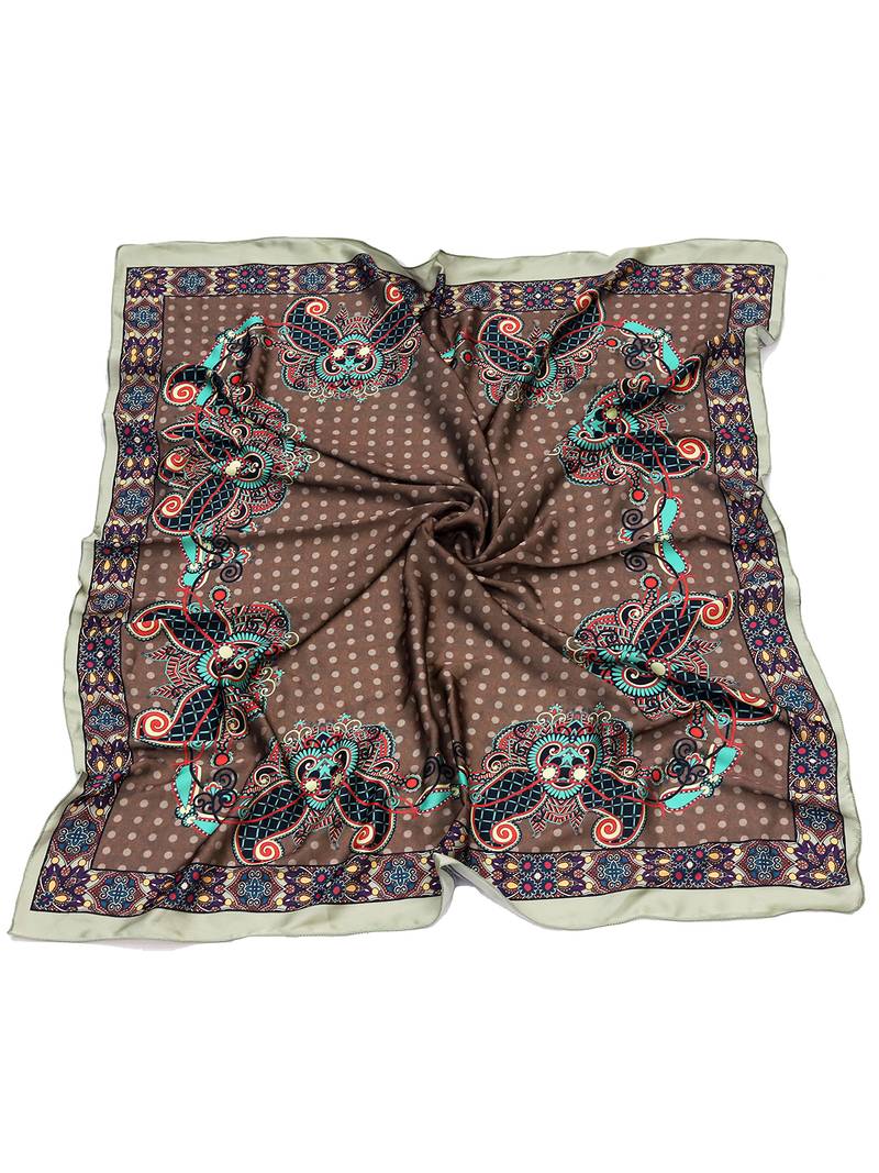 women's stylish square satin trendy digital printed fashion head neck scarf stole wrap hijab dupatta