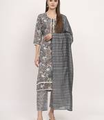 Grey beautiful magic cotton designer printed ethnic partywear suit