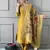 Mustard pv chanderi fabric readymade festive suit with embroidery work with printed