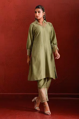 Olive green suit