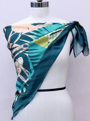 women's stylish square satin trendy digital printed fashion head neck scarf stole wrap hijab dupatta 2