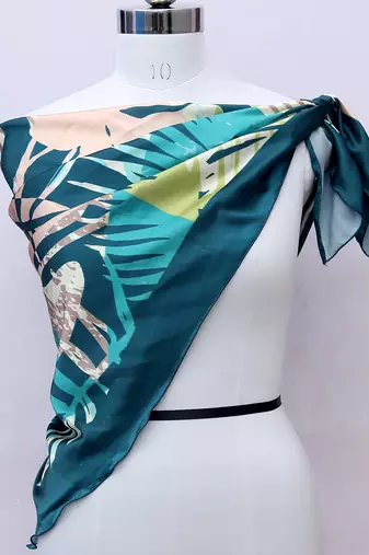 women's stylish square satin trendy digital printed fashion head neck scarf stole wrap hijab dupatta