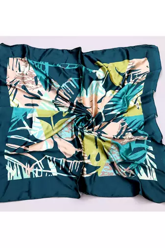 women's stylish square satin trendy digital printed fashion head neck scarf stole wrap hijab dupatta