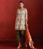 Green zardozi marodi handwork suit