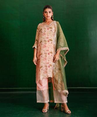 Peach marodi Floral Printed suit 2