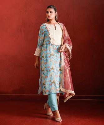 Turquoise Floral Printed bohemian suit 3