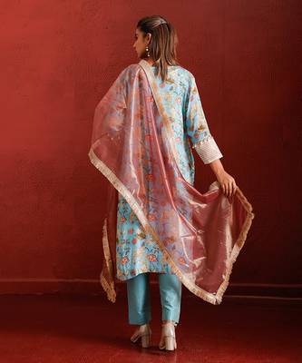 Turquoise Floral Printed bohemian suit 4