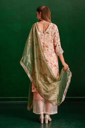 Peach marodi Floral Printed suit