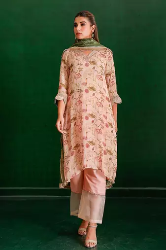 Peach marodi Floral Printed suit