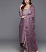 Onion chanderi viscose fabric readymade festive suit with embroidery work