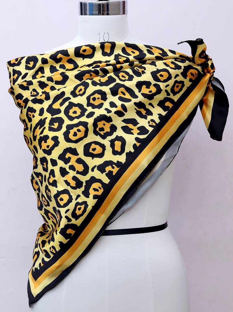 women's stylish square satin trendy digital printed fashion head neck scarf stole wrap hijab dupatta