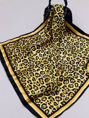 women's stylish square satin trendy digital printed fashion head neck scarf stole wrap hijab dupatta 3
