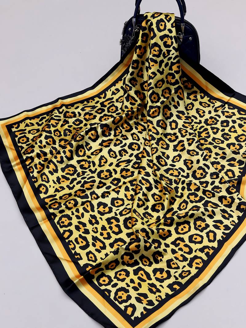 women's stylish square satin trendy digital printed fashion head neck scarf stole wrap hijab dupatta