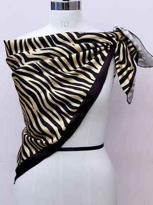 women's stylish square satin trendy digital printed fashion head neck scarf stole wrap hijab dupatta 2