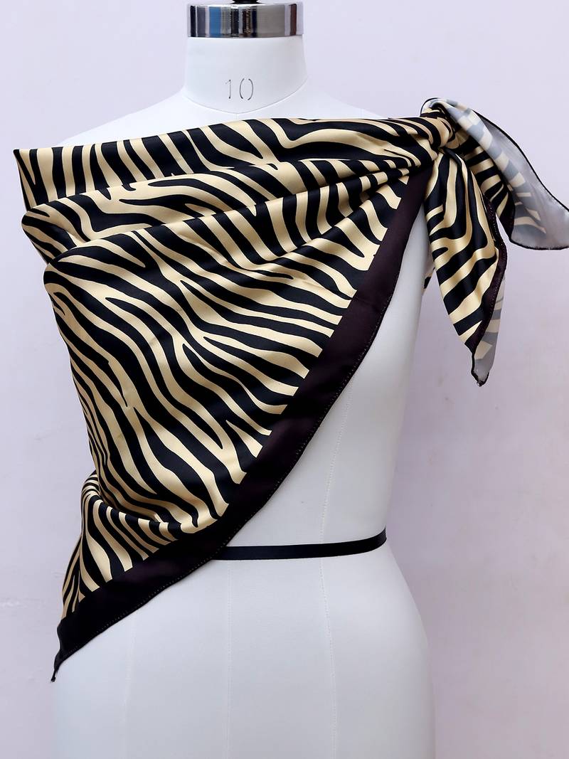 women's stylish square satin trendy digital printed fashion head neck scarf stole wrap hijab dupatta