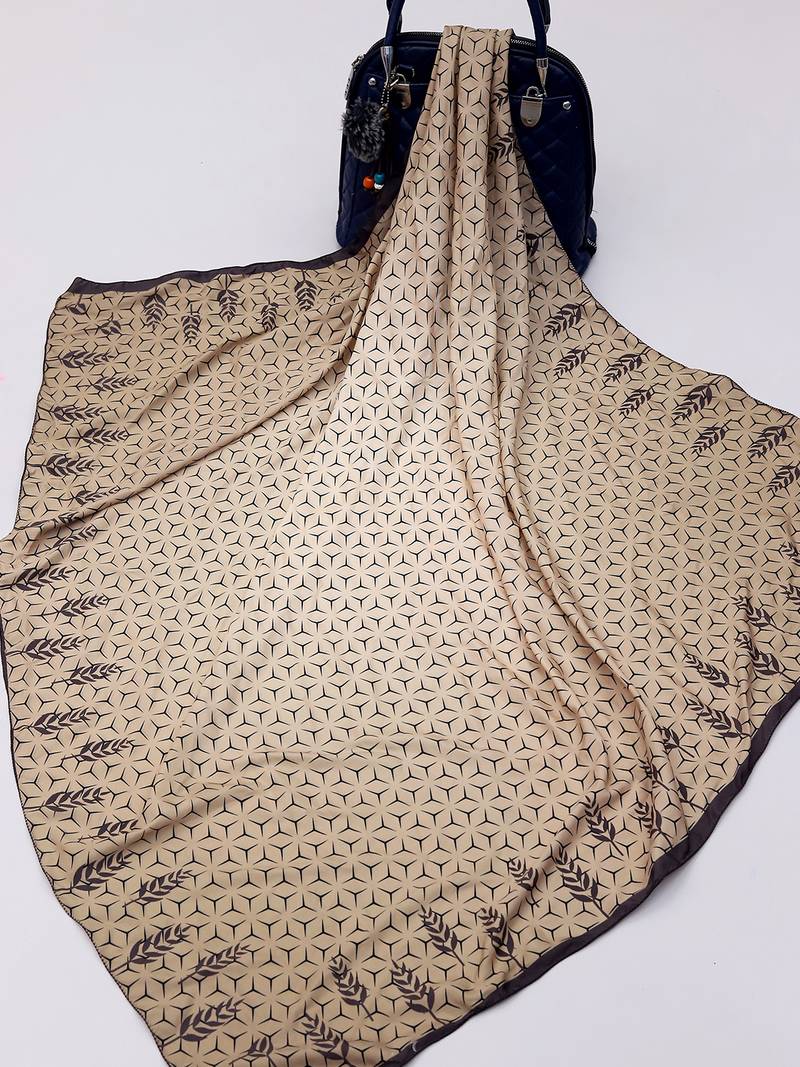 women's stylish square satin trendy digital printed fashion head neck scarf stole wrap hijab dupatta