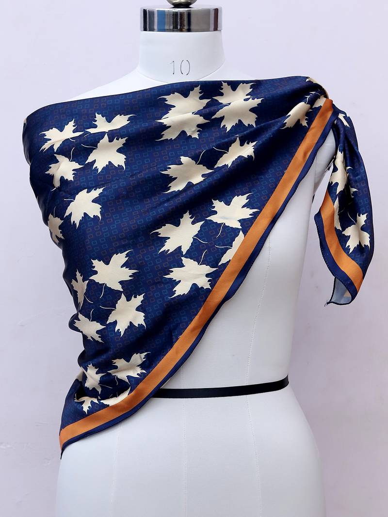 women's stylish square satin trendy digital printed fashion head neck scarf stole wrap hijab dupatta