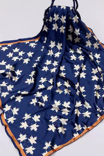 women's stylish square satin trendy digital printed fashion head neck scarf stole wrap hijab dupatta