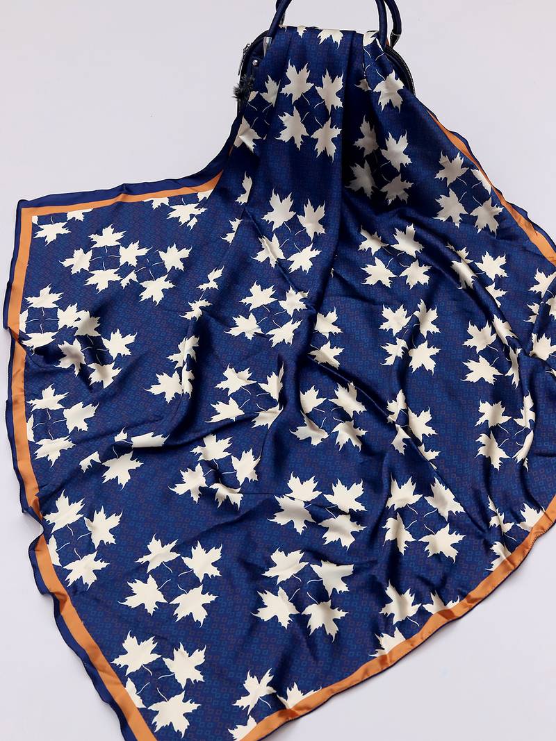 women's stylish square satin trendy digital printed fashion head neck scarf stole wrap hijab dupatta