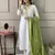 White beautiful partywear chanderi viscosee embroidery work partywear dress