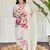 White beautiful partywear french crepe printed with embroidery work partywear dress