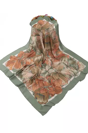 women's stylish square satin trendy digital printed fashion head neck scarf stole wrap hijab dupatta