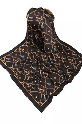 women's stylish square satin trendy digital printed fashion head neck scarf stole wrap hijab dupatta