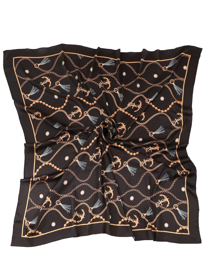 women's stylish square satin trendy digital printed fashion head neck scarf stole wrap hijab dupatta