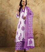 Purple beautiful partywear cotton blend designer printed partywear dress