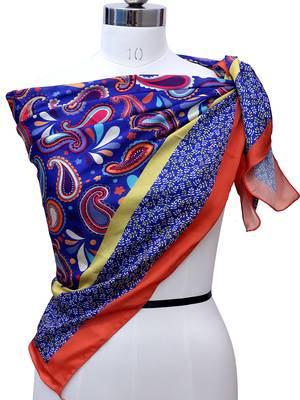 women's stylish square satin trendy digital printed fashion head neck scarf stole wrap hijab dupatta 2