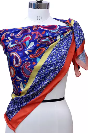 women's stylish square satin trendy digital printed fashion head neck scarf stole wrap hijab dupatta