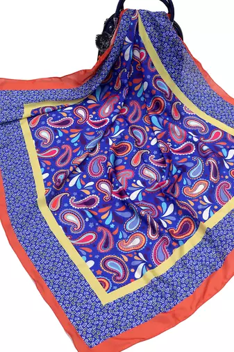 women's stylish square satin trendy digital printed fashion head neck scarf stole wrap hijab dupatta