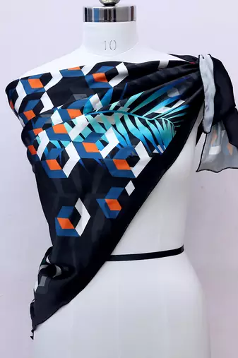 women's stylish square satin trendy digital printed fashion head neck scarf stole wrap hijab dupatta