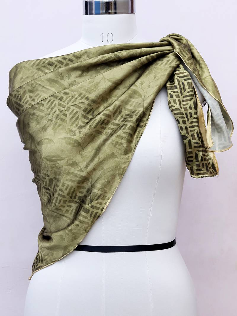 women's stylish square satin trendy digital printed fashion head neck scarf stole wrap hijab dupatta