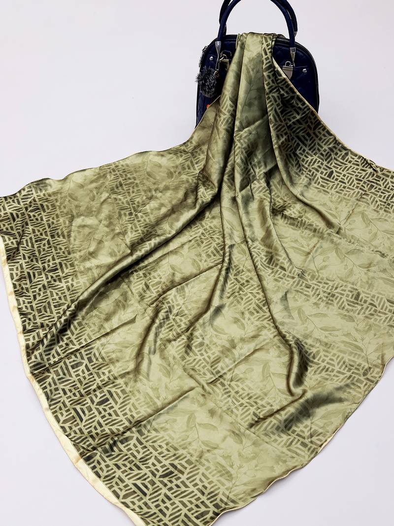 women's stylish square satin trendy digital printed fashion head neck scarf stole wrap hijab dupatta