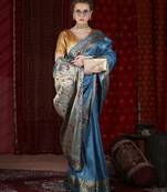 Firozi paithani silk blend woven design saree