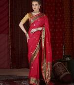 Pink paithani silk blend woven design saree