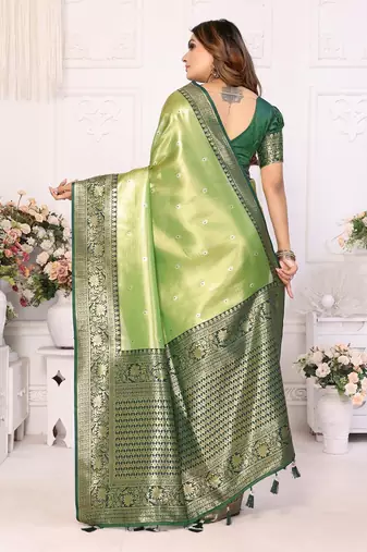 Light-Green Banarasi Tissue Silk Saree