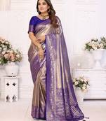Wine Banarasi Tissue Silk Saree