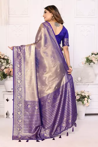 Wine Banarasi Tissue Silk Saree